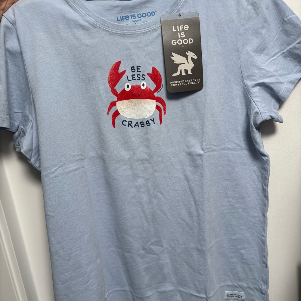 Life Is Good Light Blue Tee with Red Crab